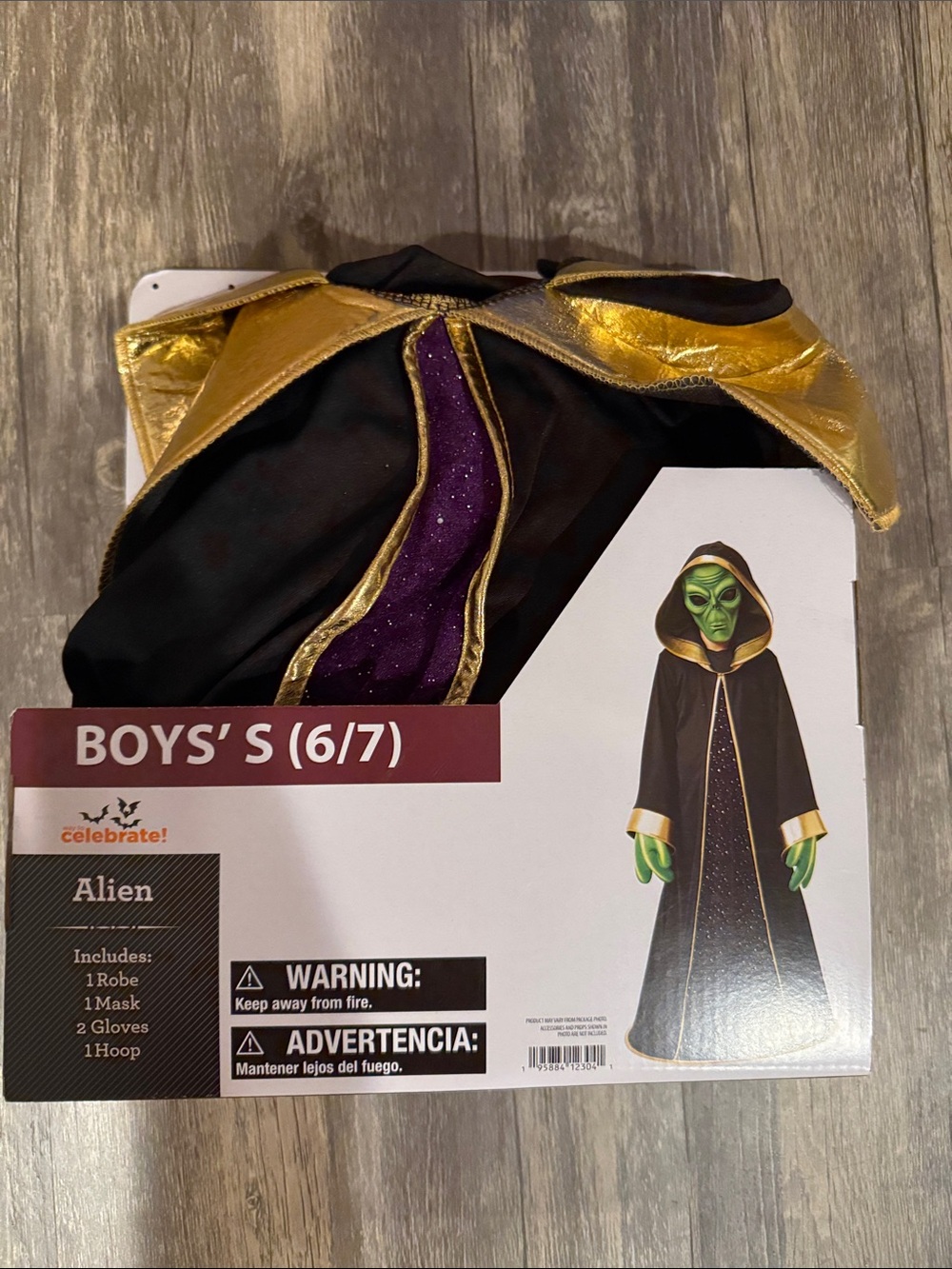Alien Halloween Costume - Black, Gold & Purple (Size S 6/7)